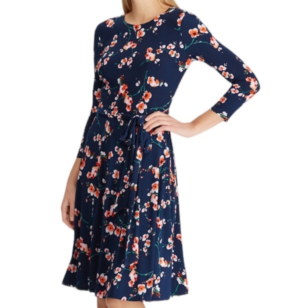 Lauren Ralph Lauren Navy Floral Midi Dress